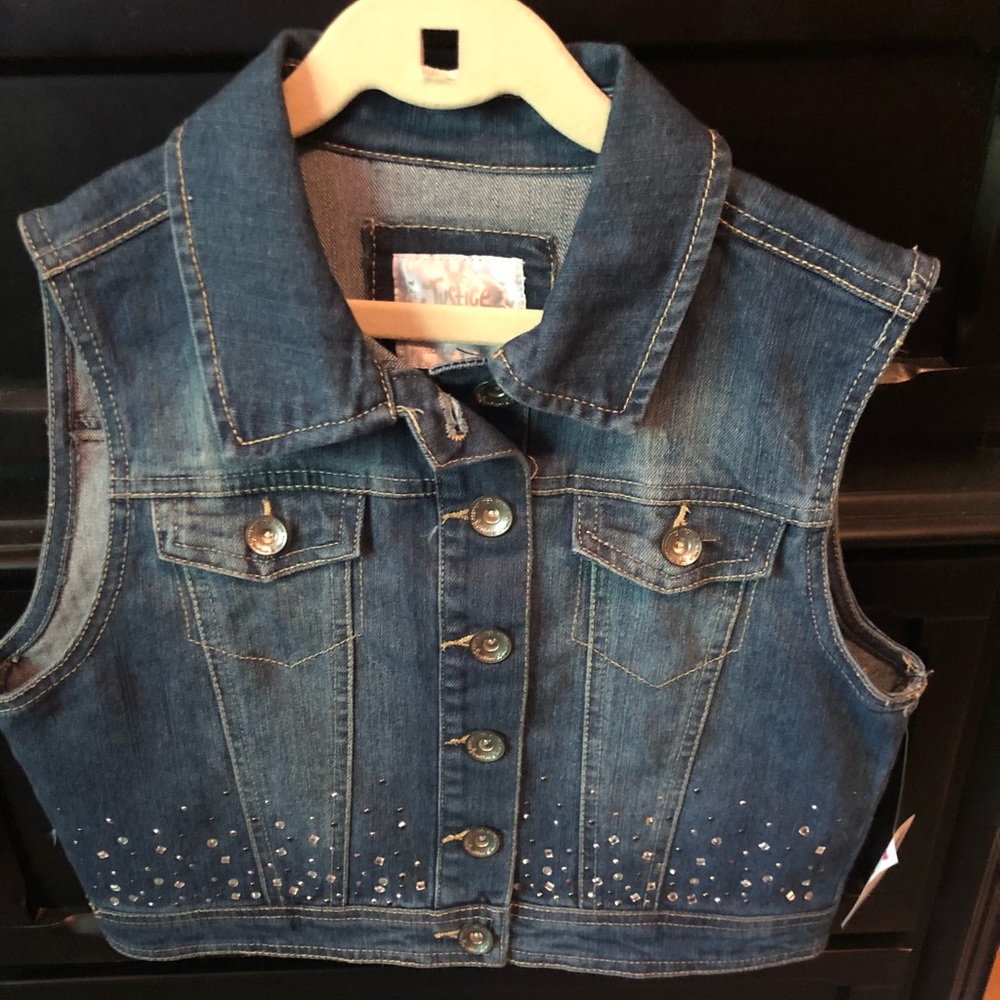 NWT Girls Cropped Jean jacket vest from Justice